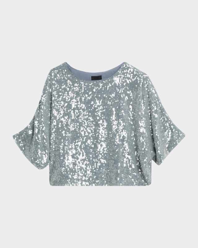 Sequined Short-Sleeve Oversized T-Shirt